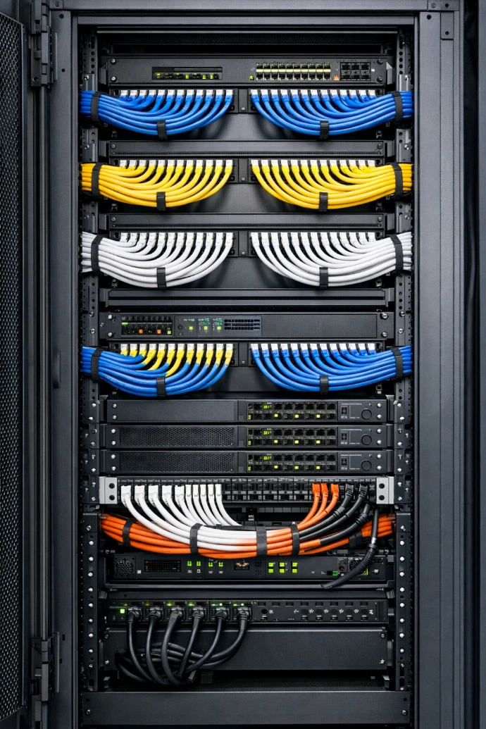 Cabling, access control, Cameras.